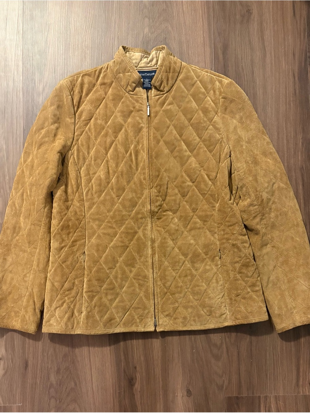 Ann Taylor Suede Quilted Zip Up Jacket | Size L